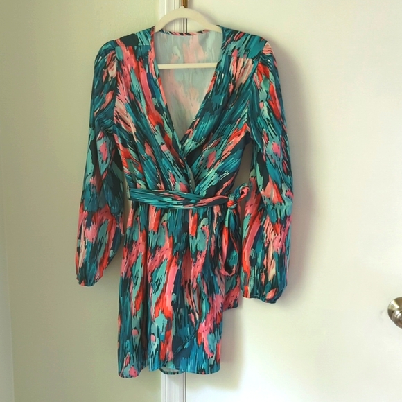 Multicolor wrap dress size large - Picture 1 of 4